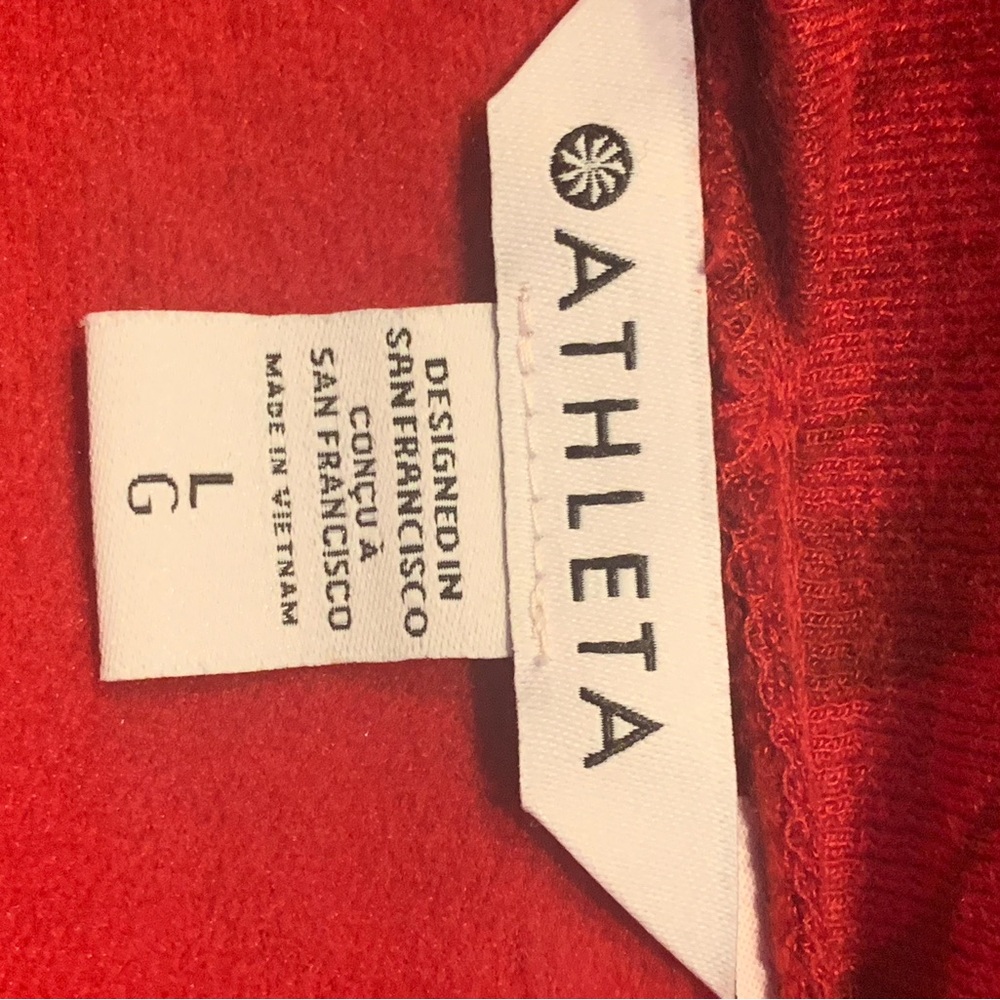 Athleta Coaster Luxe‎ Sweater Size L Red V-Neck lightweight thumb holes Relaxed - Picture 4 of 11